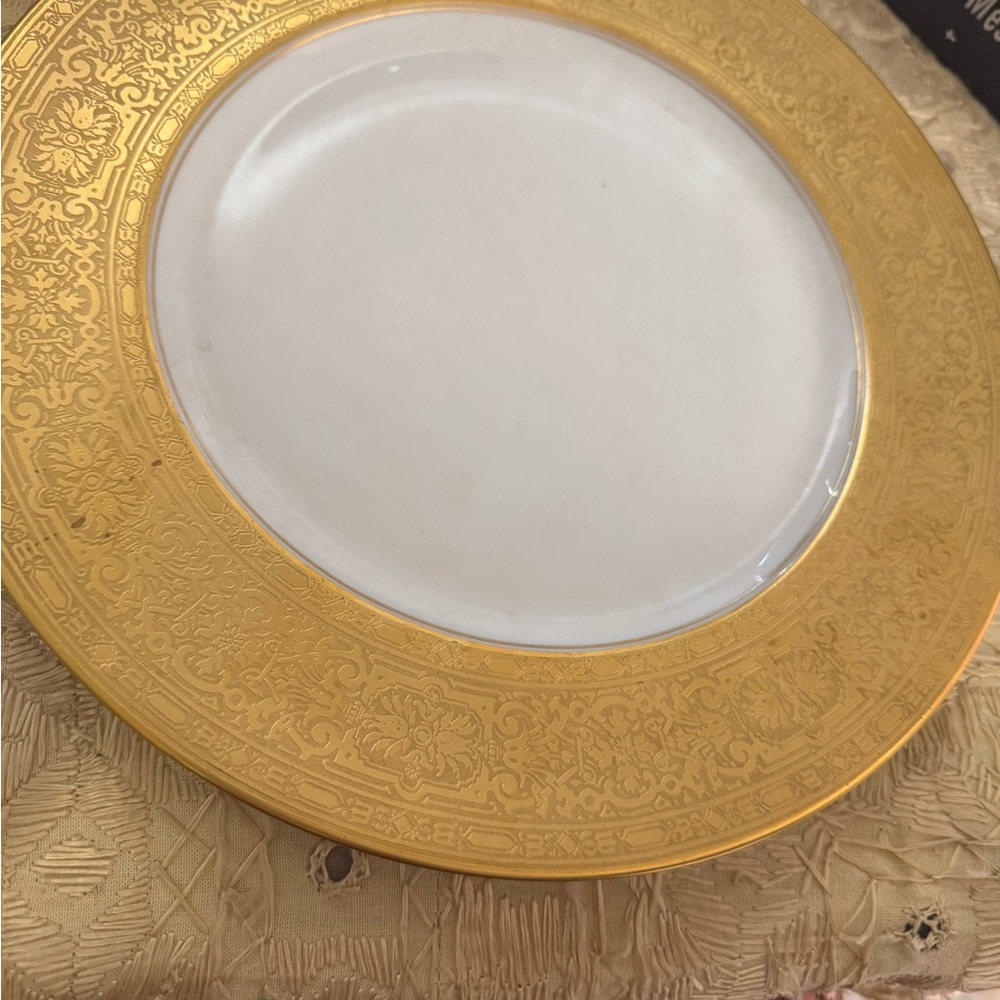 Elegant Gold and White Dinner Plate